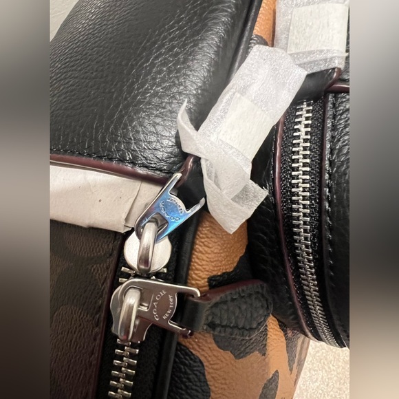 NWT Coach Mini Court Backpack In Signature Canvas With Leopard Print - Picture 9 of 14